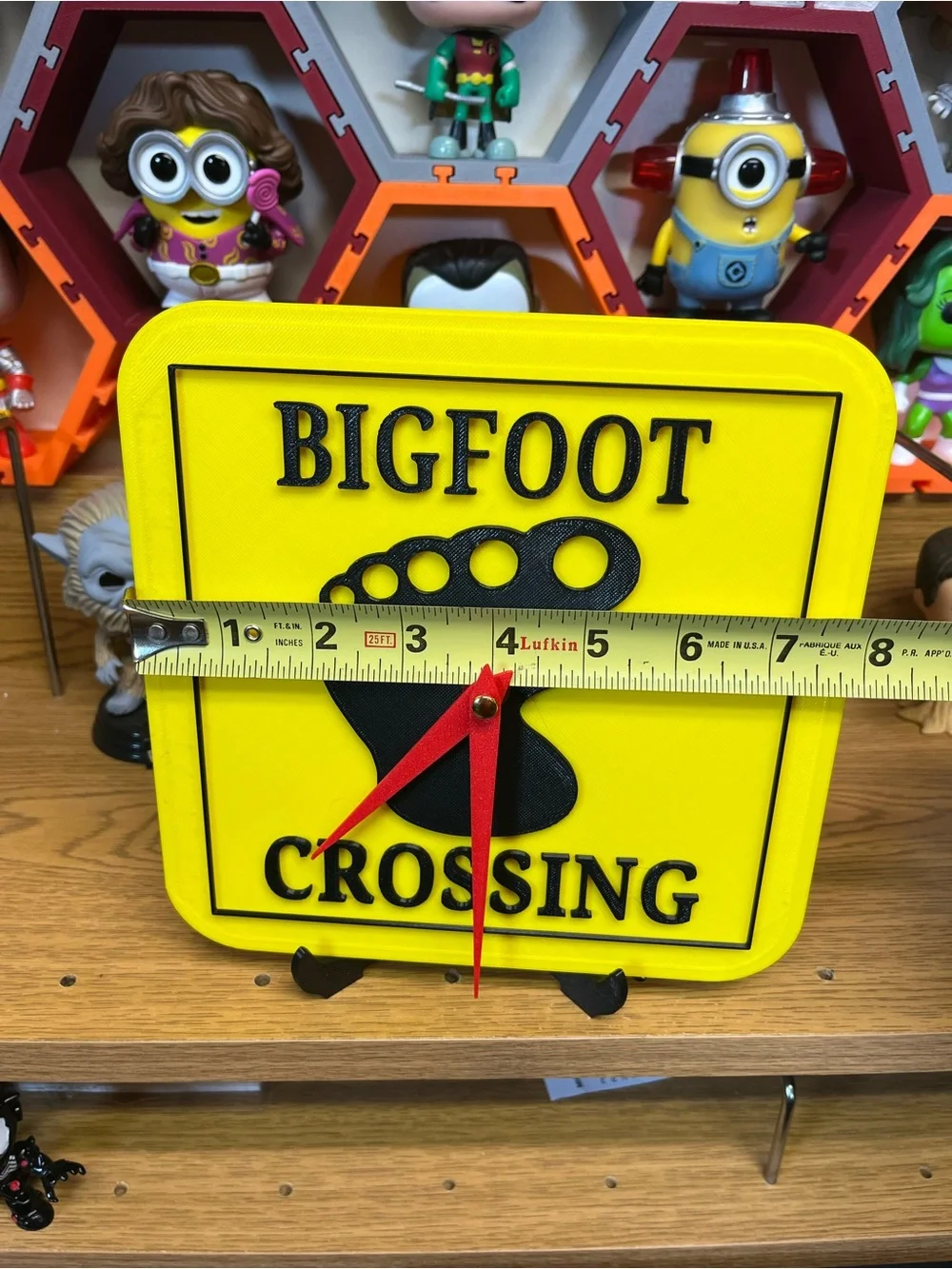 Bigfoot Crossing Yellow Decorative Sign Clock